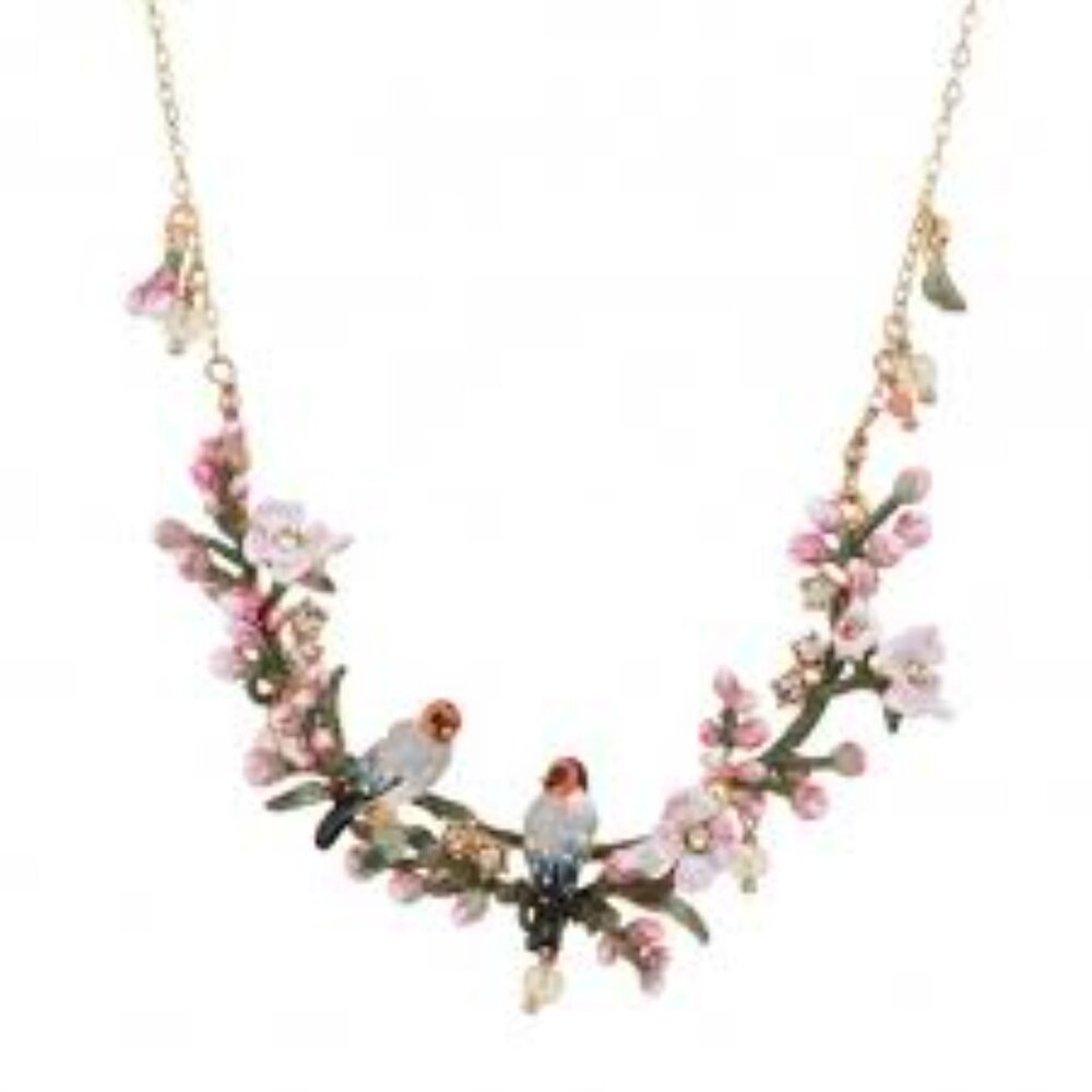 Les Nereides Chant Des Oiseaux Bird, Cherry Blossoms Statement Necklace
